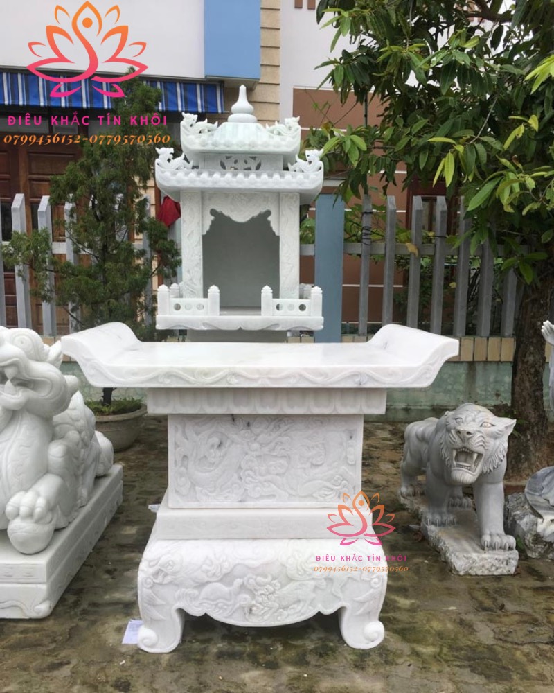 Bàn lễ đá trắng cẩm thạch