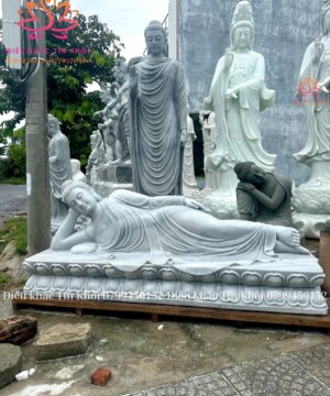Tượng Phật Nhập Niết Bàn Bằng Đá