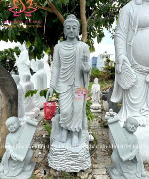 Tượng Bổn Sư Thích Ca Ban Phước Bằng Đá Sa Thạch