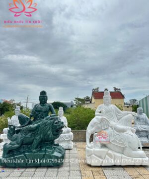 Tượng Văn Thù Phổ Hiền Bồ Tát Bằng Đá