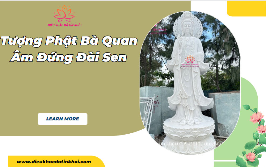 tượng phật bà quan âm đứng đài sen